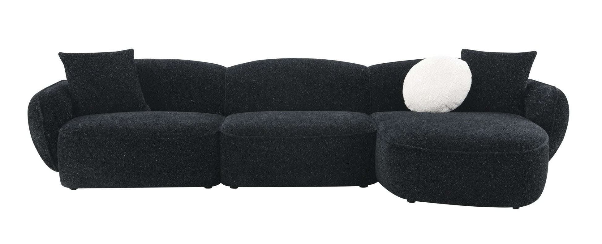 Lucifer Black & White Shimmer Fabric Sectional Sofa w/3 Pillows - 1st Choice Furniture Direct