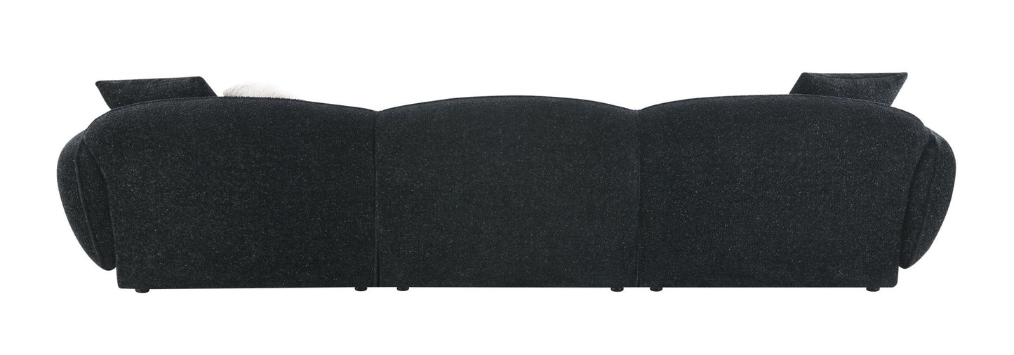 Lucifer Black & White Shimmer Fabric Sectional Sofa w/3 Pillows - 1st Choice Furniture Direct