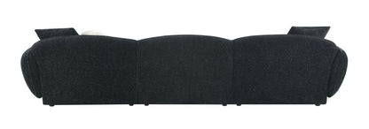 Lucifer Black & White Shimmer Fabric Sectional Sofa w/3 Pillows - 1st Choice Furniture Direct