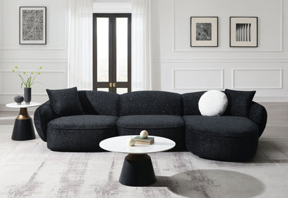 Lucifer Black & White Shimmer Fabric Sectional Sofa w/3 Pillows - 1st Choice Furniture Direct
