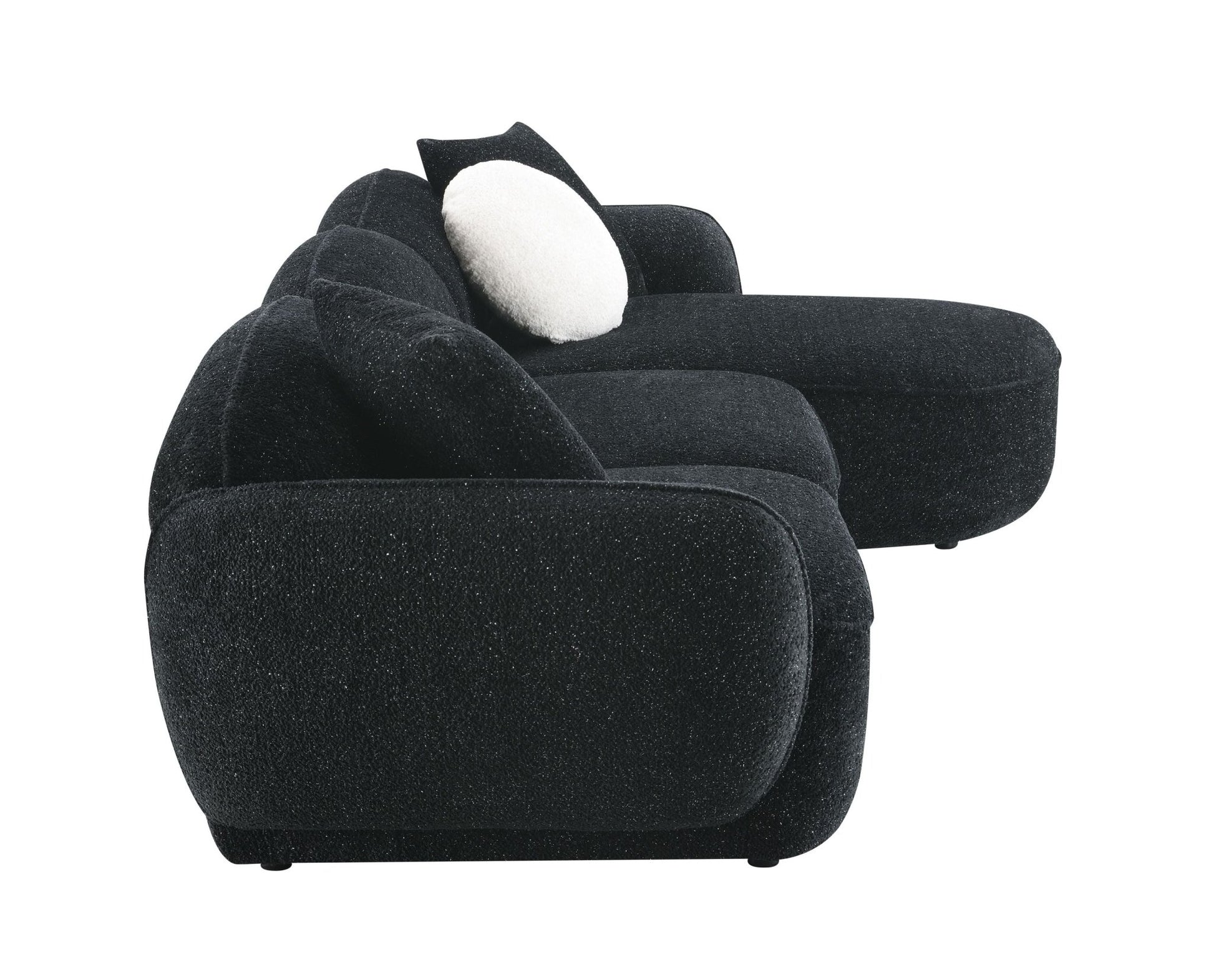Lucifer Black & White Shimmer Fabric Sectional Sofa w/3 Pillows - 1st Choice Furniture Direct