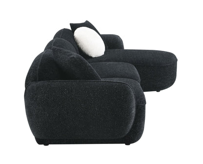 Lucifer Black & White Shimmer Fabric Sectional Sofa w/3 Pillows - 1st Choice Furniture Direct