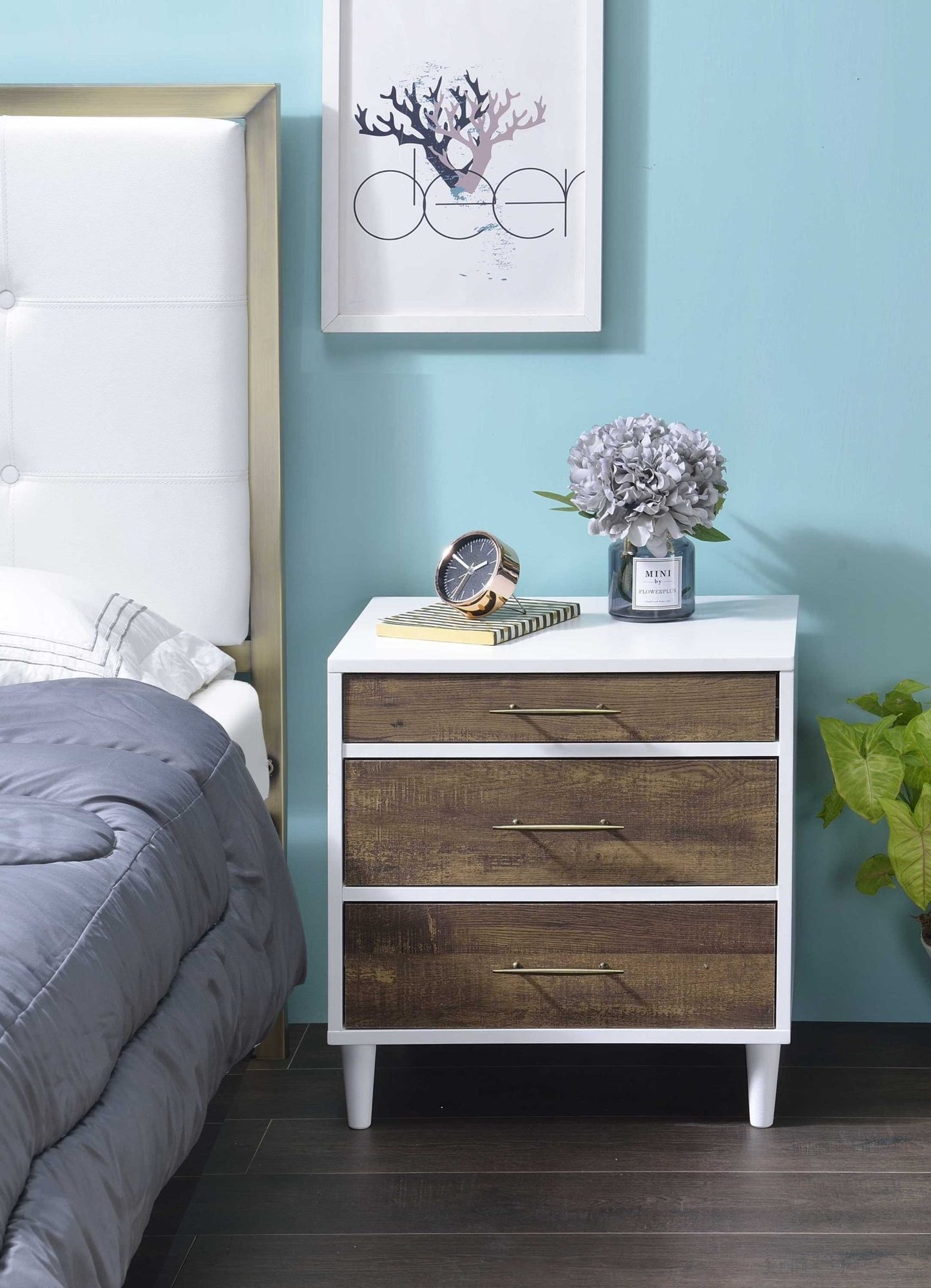 Lurel White & Weathered Oak Finish Accent Table - 1st Choice Furniture Direct