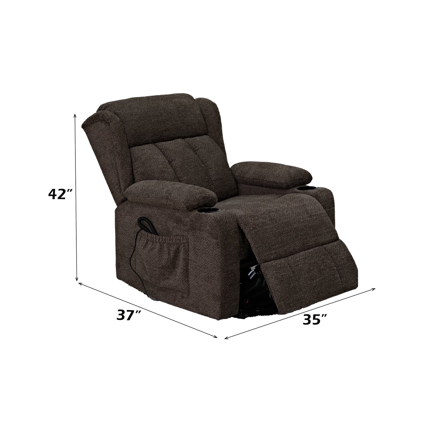 Lusio Brown Linen Power Motion Recliner w/Lift & Cup Holder - 1st Choice Furniture Direct