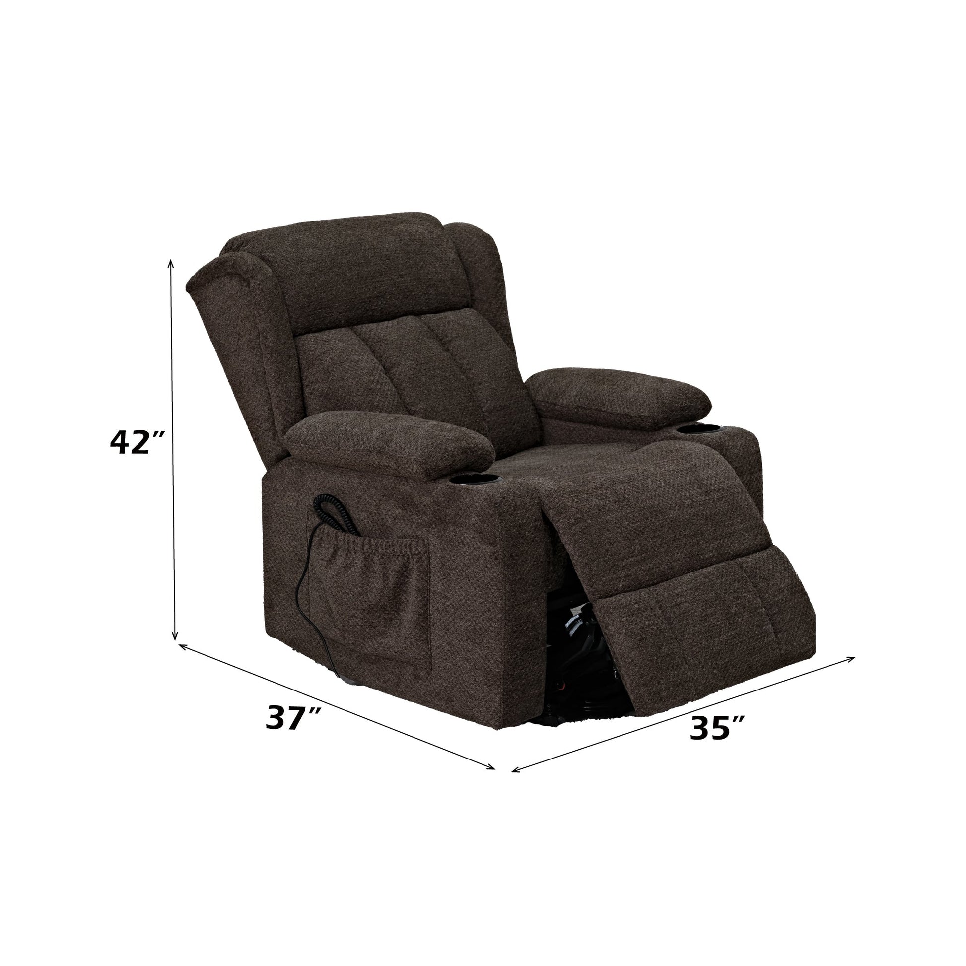 Lusio Brown Linen Power Motion Recliner w/Lift & Cup Holder - 1st Choice Furniture Direct