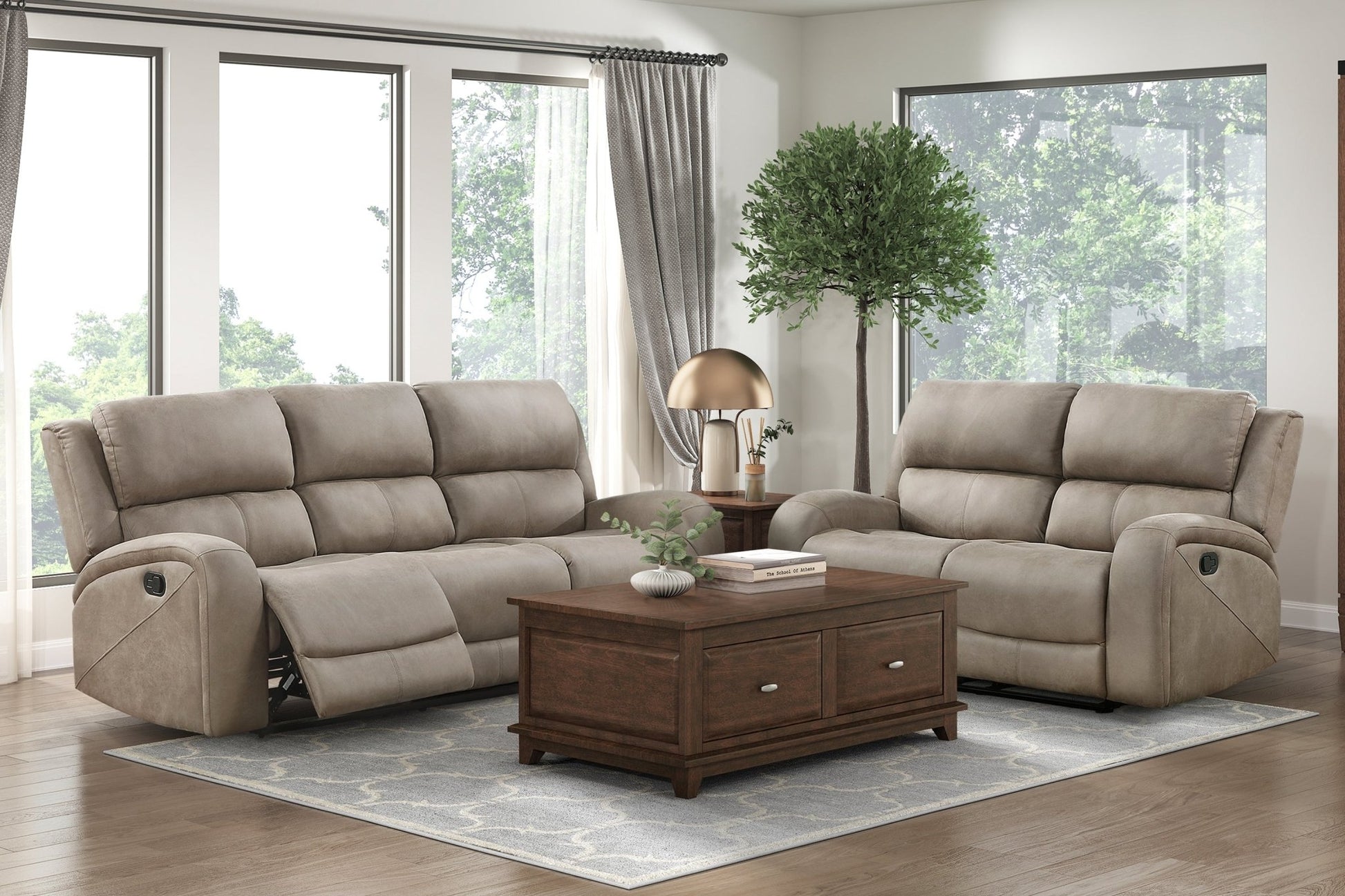 Luxurious Style Double Reclining Sofa 1pc Brown Plush Comfortable Living Room Furniture - 1st Choice Furniture Direct