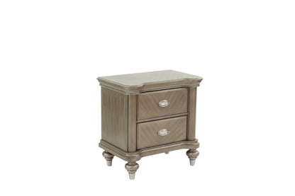 Luxury Classic Antique Silver / Champagne Finish 1pc Nightstand Storage Space Bedside Table Bedroom Furniture - 1st Choice Furniture Direct