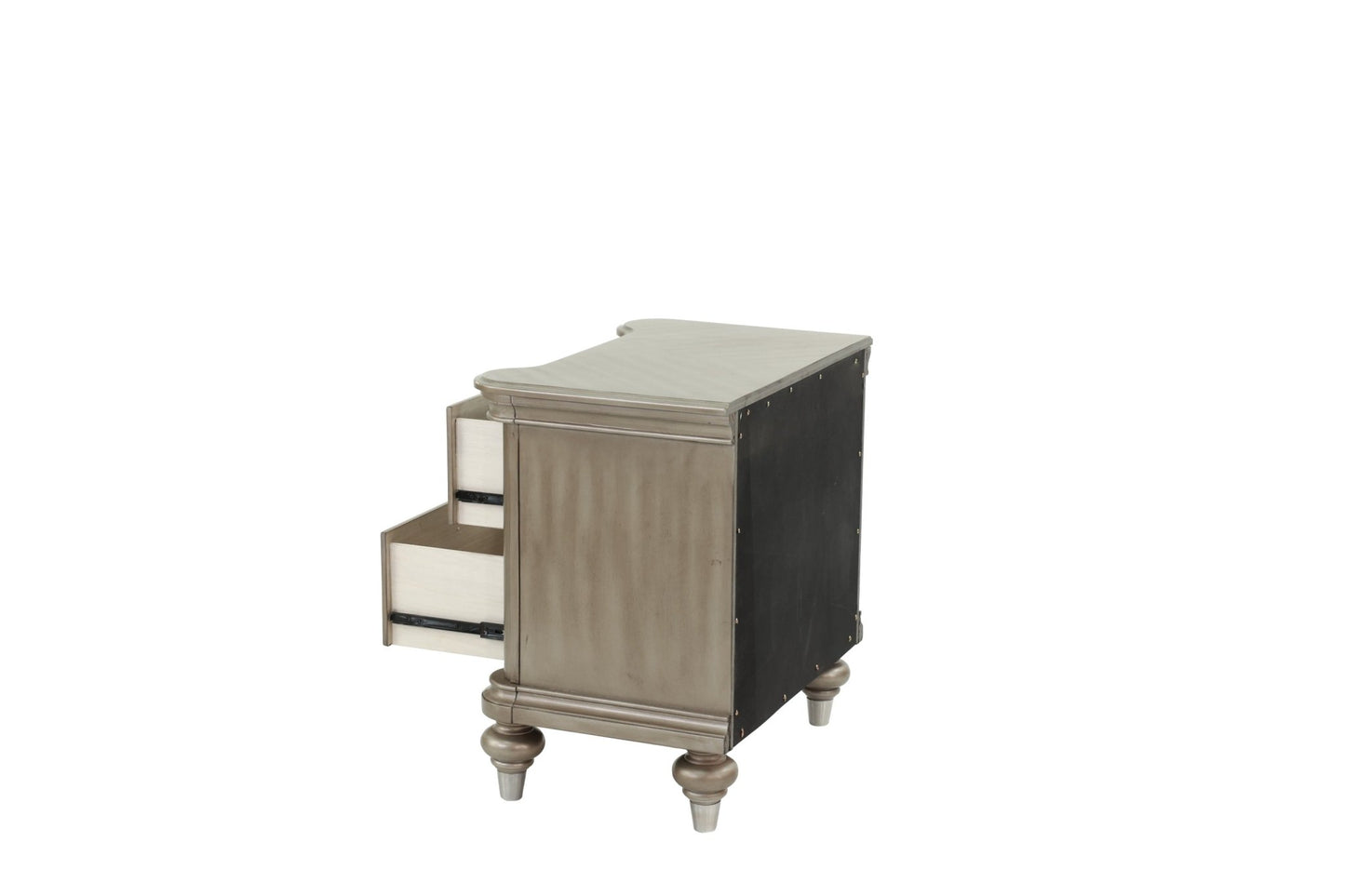 Luxury Classic Antique Silver / Champagne Finish 1pc Nightstand Storage Space Bedside Table Bedroom Furniture - 1st Choice Furniture Direct