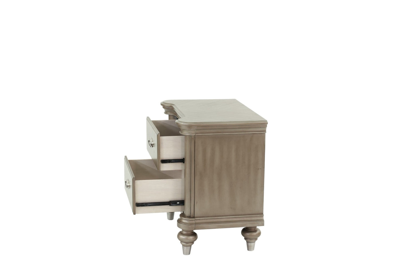 Luxury Classic Antique Silver / Champagne Finish 1pc Nightstand Storage Space Bedside Table Bedroom Furniture - 1st Choice Furniture Direct