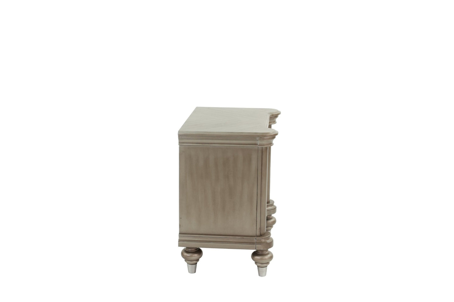 Luxury Classic Antique Silver / Champagne Finish 1pc Nightstand Storage Space Bedside Table Bedroom Furniture - 1st Choice Furniture Direct