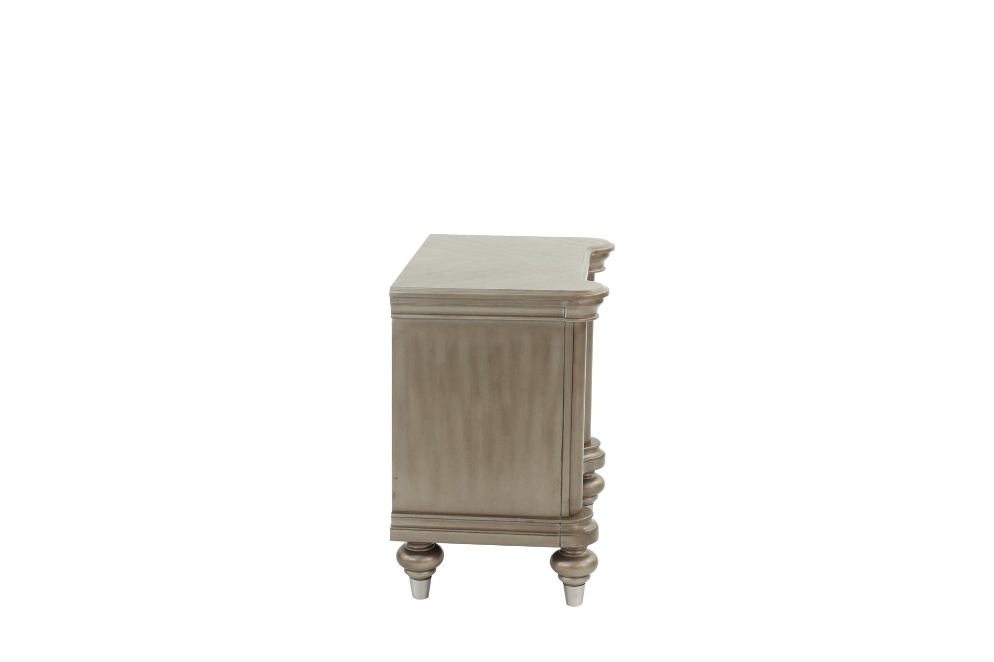 Luxury Classic Antique Silver / Champagne Finish 1pc Nightstand Storage Space Bedside Table Bedroom Furniture - 1st Choice Furniture Direct