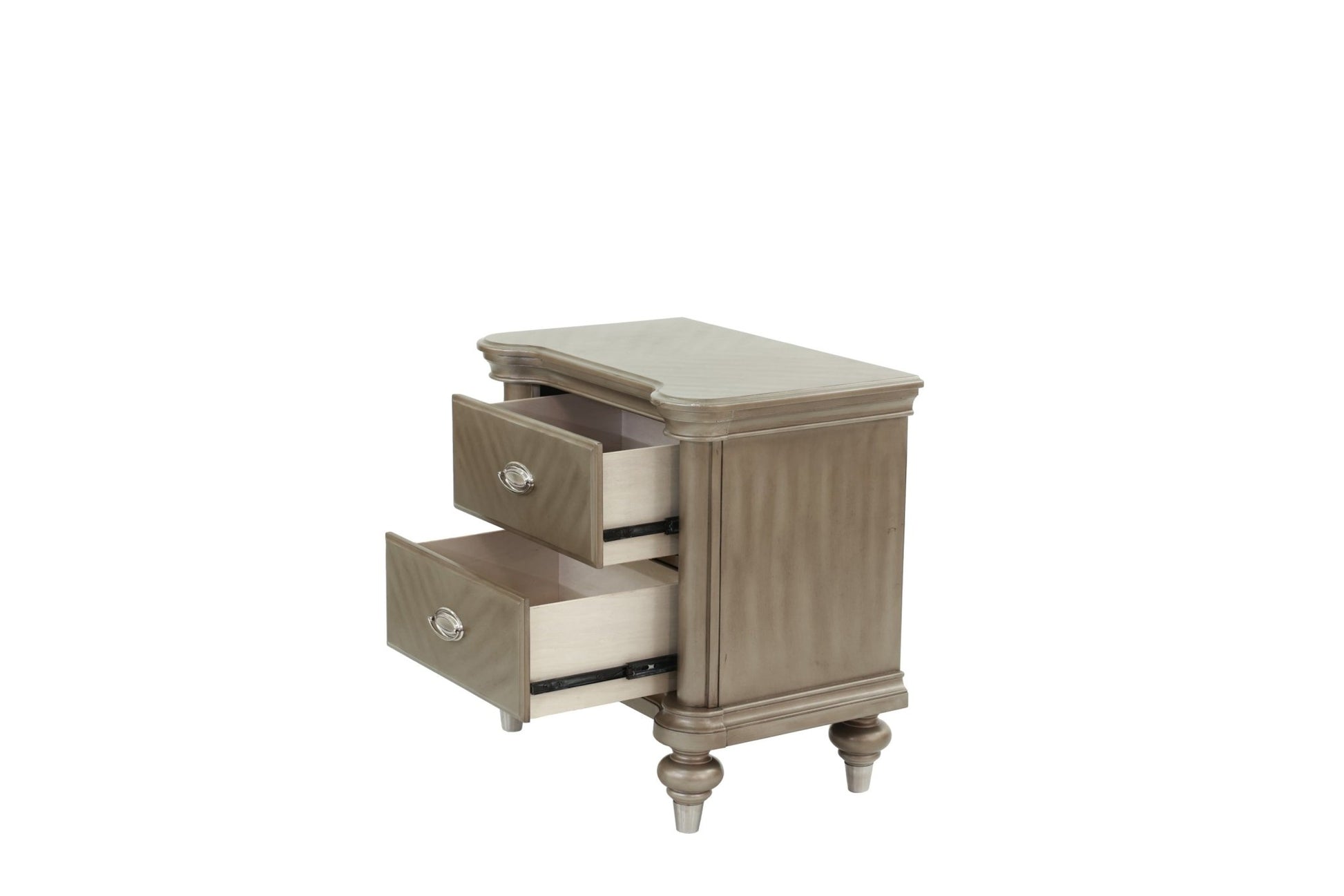 Luxury Classic Antique Silver / Champagne Finish 1pc Nightstand Storage Space Bedside Table Bedroom Furniture - 1st Choice Furniture Direct