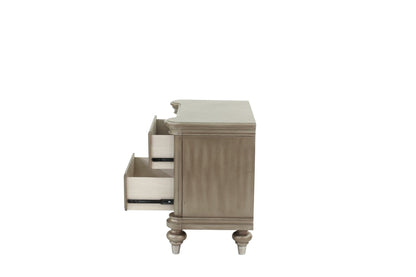 Luxury Classic Antique Silver / Champagne Finish 1pc Nightstand Storage Space Bedside Table Bedroom Furniture - 1st Choice Furniture Direct