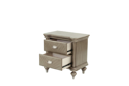 Luxury Classic Antique Silver / Champagne Finish 1pc Nightstand Storage Space Bedside Table Bedroom Furniture - 1st Choice Furniture Direct