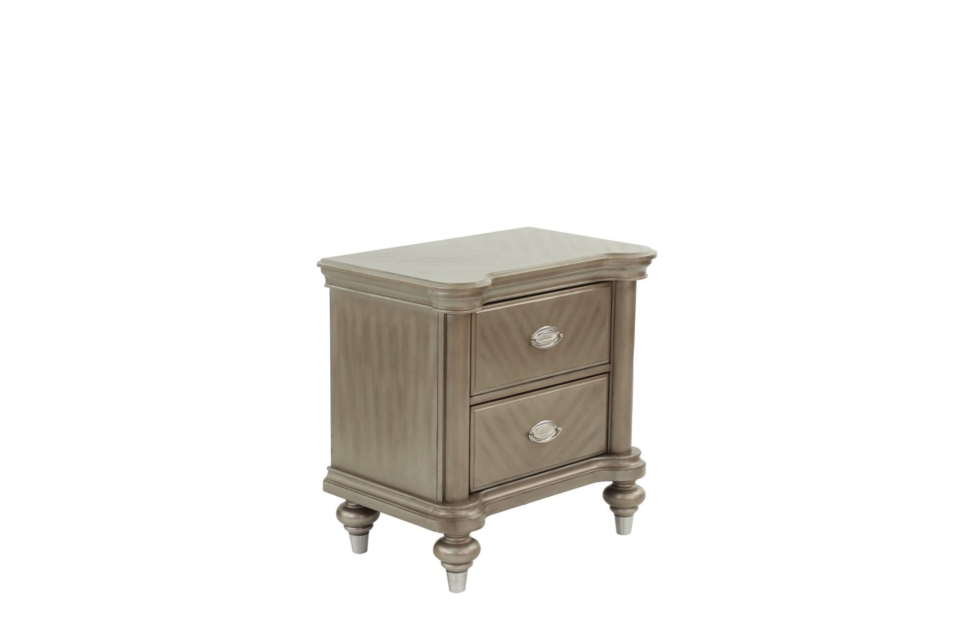 Luxury Classic Antique Silver / Champagne Finish 1pc Nightstand Storage Space Bedside Table Bedroom Furniture - 1st Choice Furniture Direct