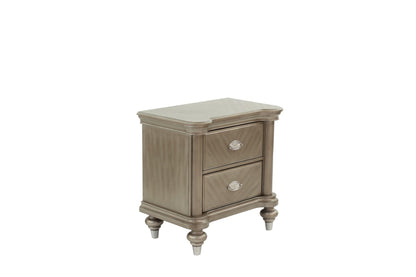Luxury Classic Antique Silver / Champagne Finish 1pc Nightstand Storage Space Bedside Table Bedroom Furniture - 1st Choice Furniture Direct