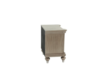 Luxury Classic Antique Silver / Champagne Finish 1pc Nightstand Storage Space Bedside Table Bedroom Furniture - 1st Choice Furniture Direct