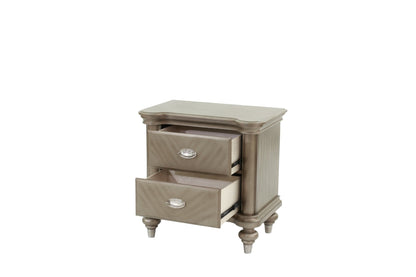 Luxury Classic Antique Silver / Champagne Finish 1pc Nightstand Storage Space Bedside Table Bedroom Furniture - 1st Choice Furniture Direct