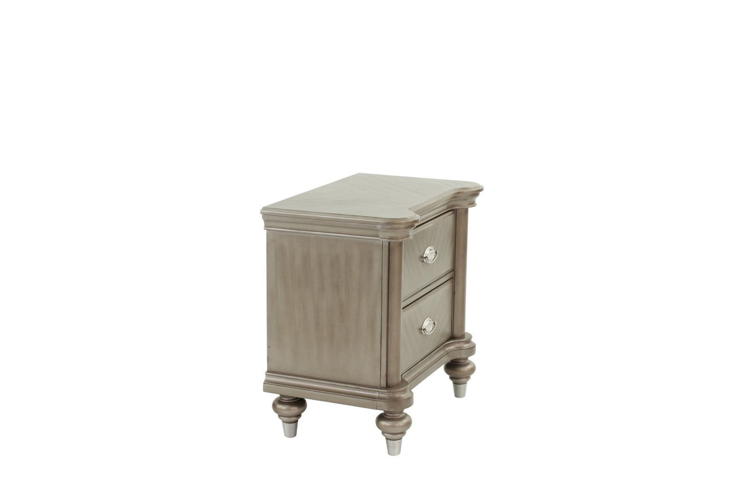 Luxury Classic Antique Silver / Champagne Finish 1pc Nightstand Storage Space Bedside Table Bedroom Furniture - 1st Choice Furniture Direct