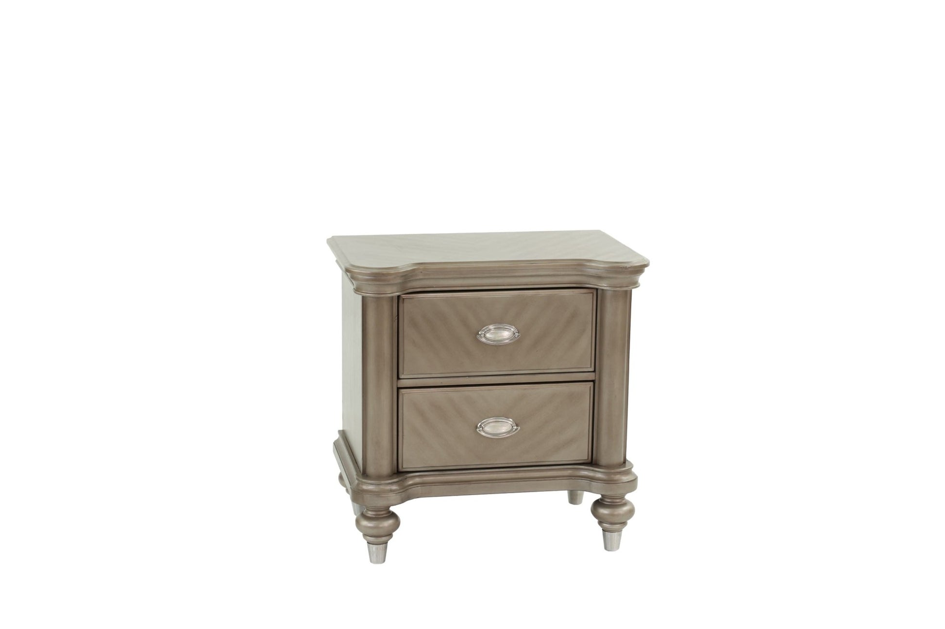 Luxury Classic Antique Silver / Champagne Finish 1pc Nightstand Storage Space Bedside Table Bedroom Furniture - 1st Choice Furniture Direct