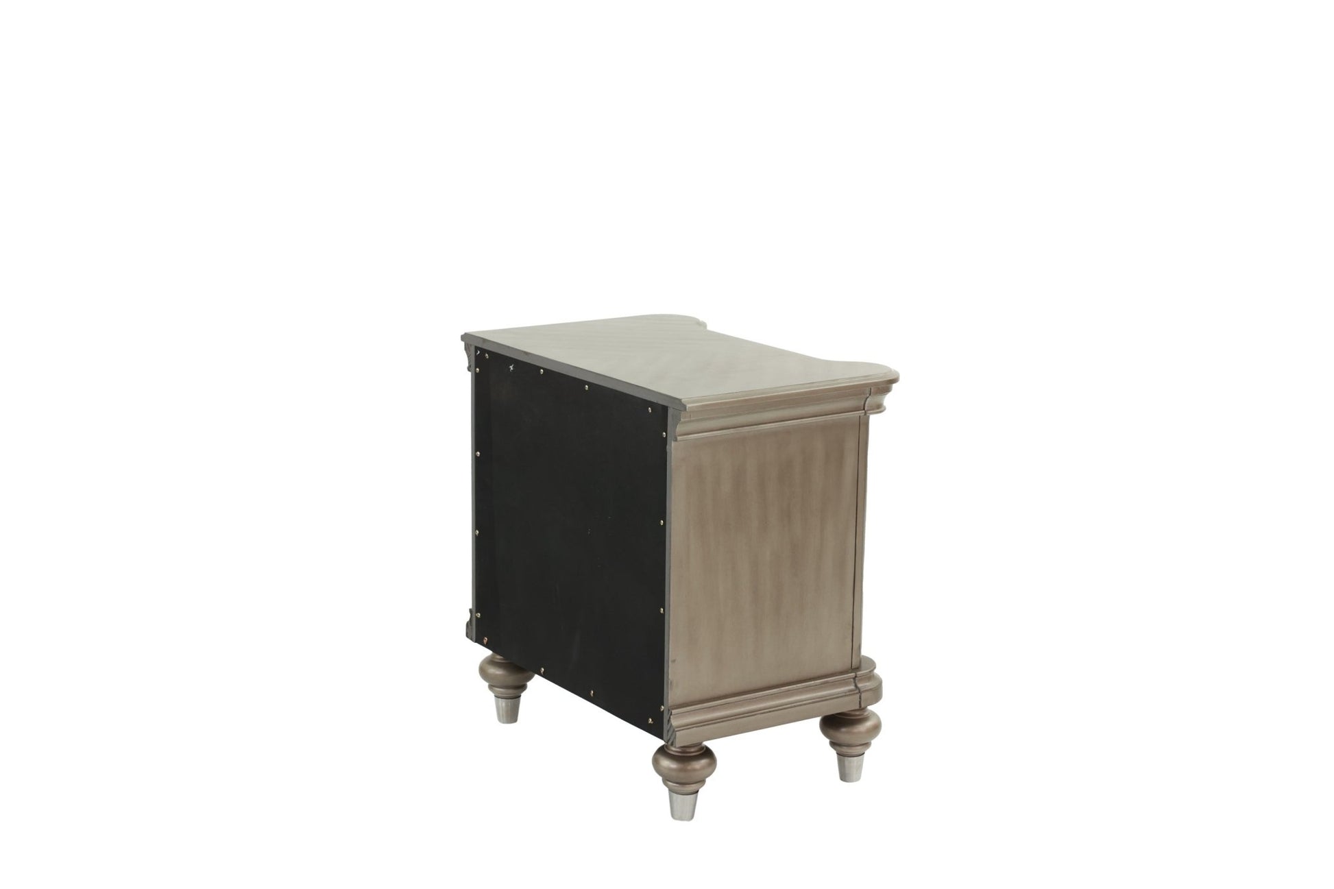 Luxury Classic Antique Silver / Champagne Finish 1pc Nightstand Storage Space Bedside Table Bedroom Furniture - 1st Choice Furniture Direct
