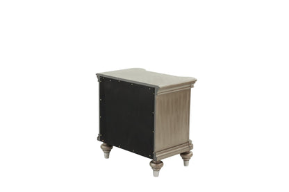 Luxury Classic Antique Silver / Champagne Finish 1pc Nightstand Storage Space Bedside Table Bedroom Furniture - 1st Choice Furniture Direct