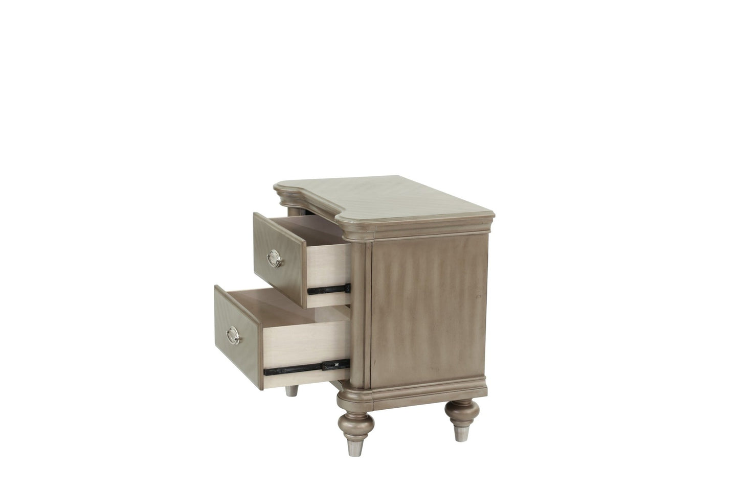 Luxury Classic Antique Silver / Champagne Finish 1pc Nightstand Storage Space Bedside Table Bedroom Furniture - 1st Choice Furniture Direct