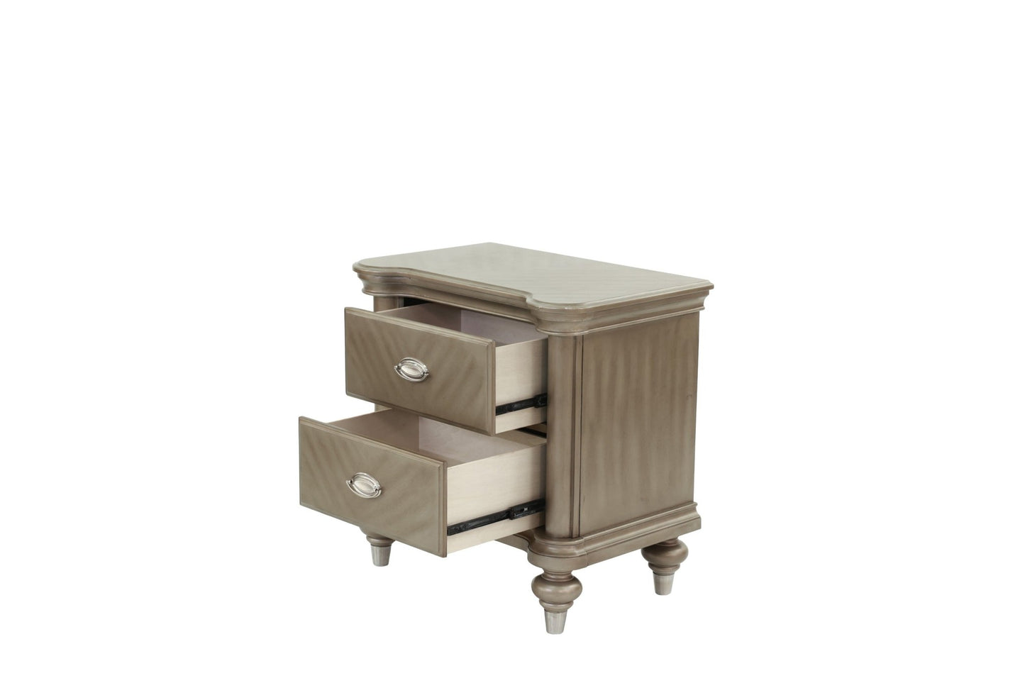 Luxury Classic Antique Silver / Champagne Finish 1pc Nightstand Storage Space Bedside Table Bedroom Furniture - 1st Choice Furniture Direct