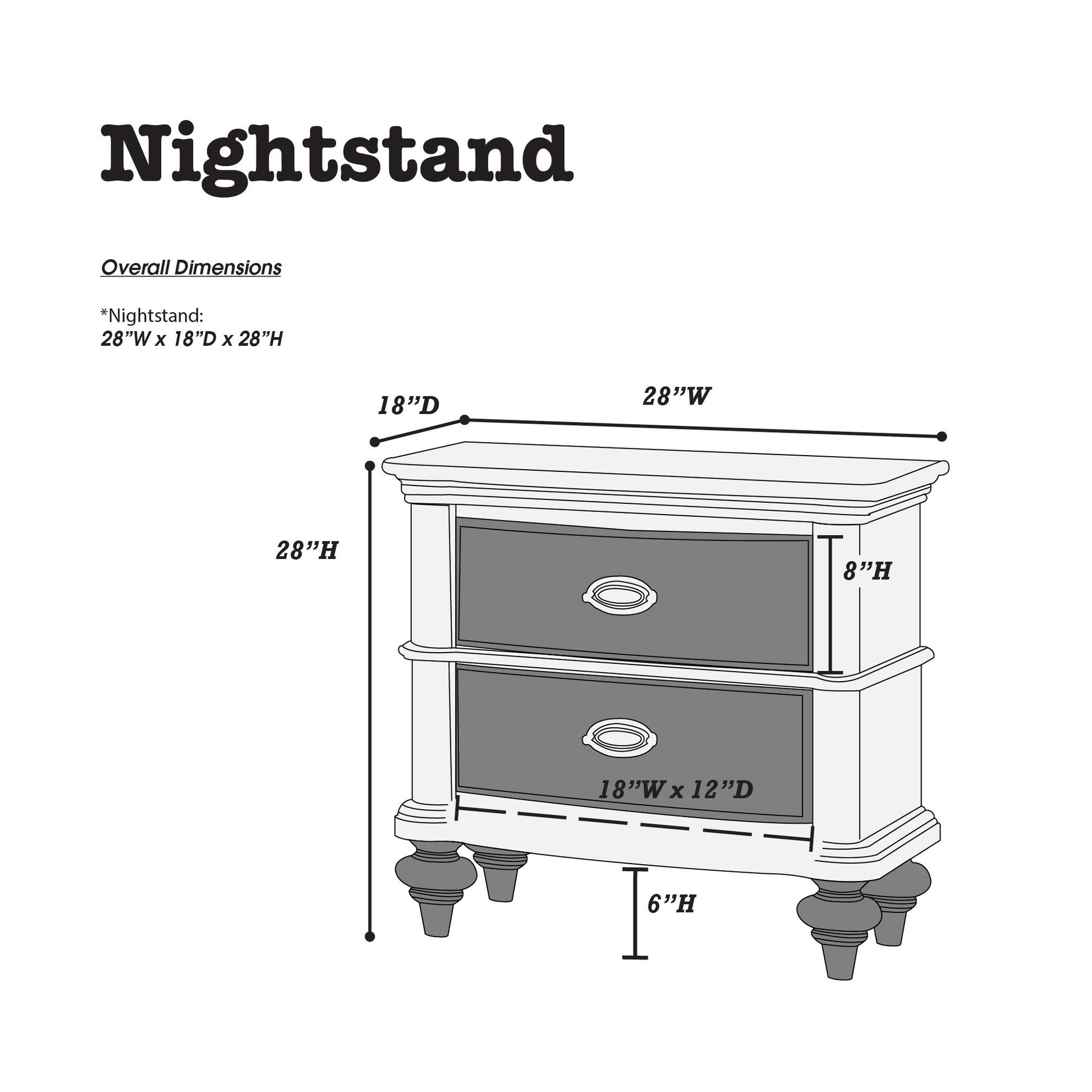 Luxury Classic Antique Silver / Champagne Finish 1pc Nightstand Storage Space Bedside Table Bedroom Furniture - 1st Choice Furniture Direct