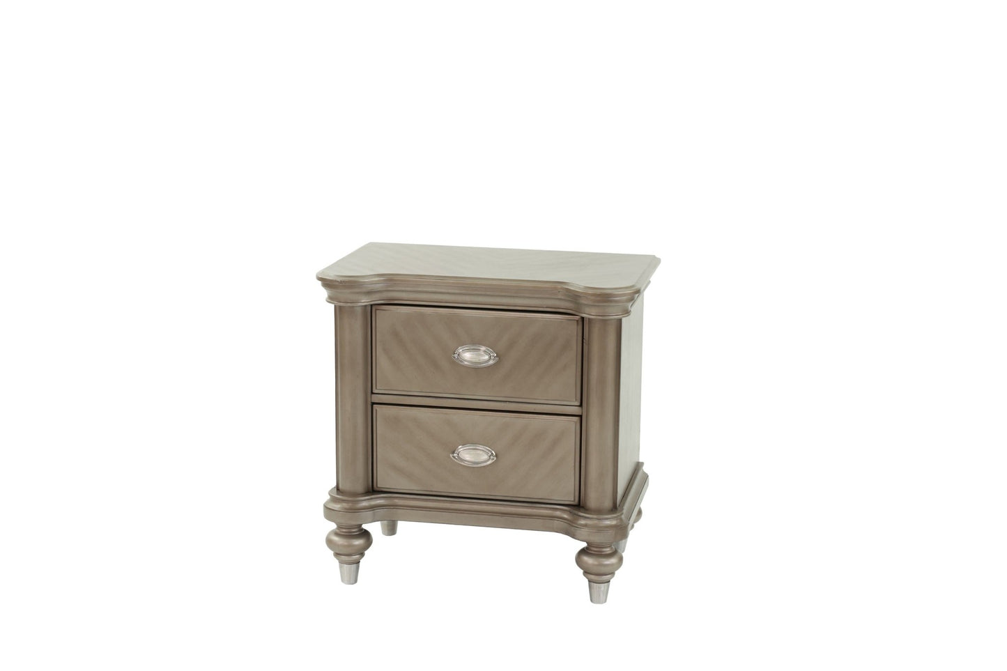 Luxury Classic Antique Silver / Champagne Finish 1pc Nightstand Storage Space Bedside Table Bedroom Furniture - 1st Choice Furniture Direct