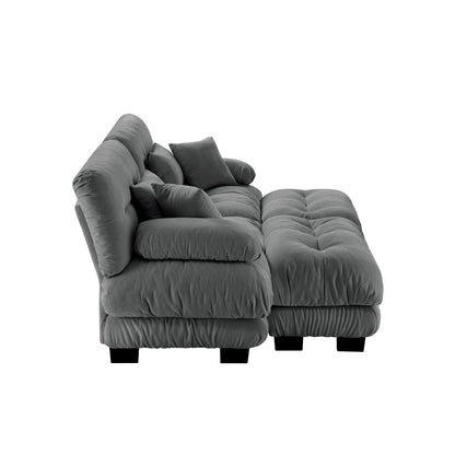 Luxury Gray Chenille 2-Seater Cloud Sofa with Deep Seat Comfort - 1st Choice Furniture Direct