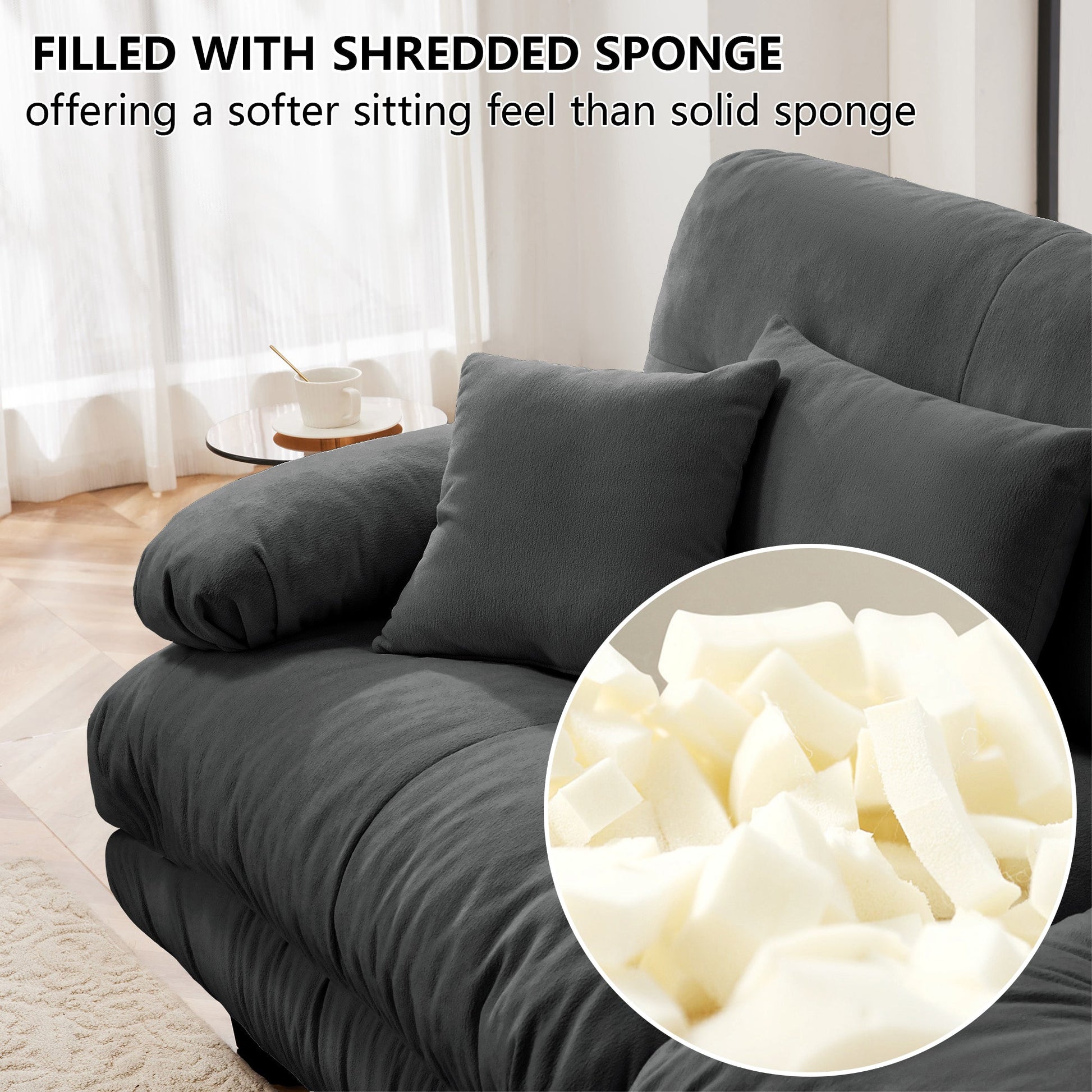 Luxury Gray Chenille 2-Seater Cloud Sofa with Deep Seat Comfort - 1st Choice Furniture Direct