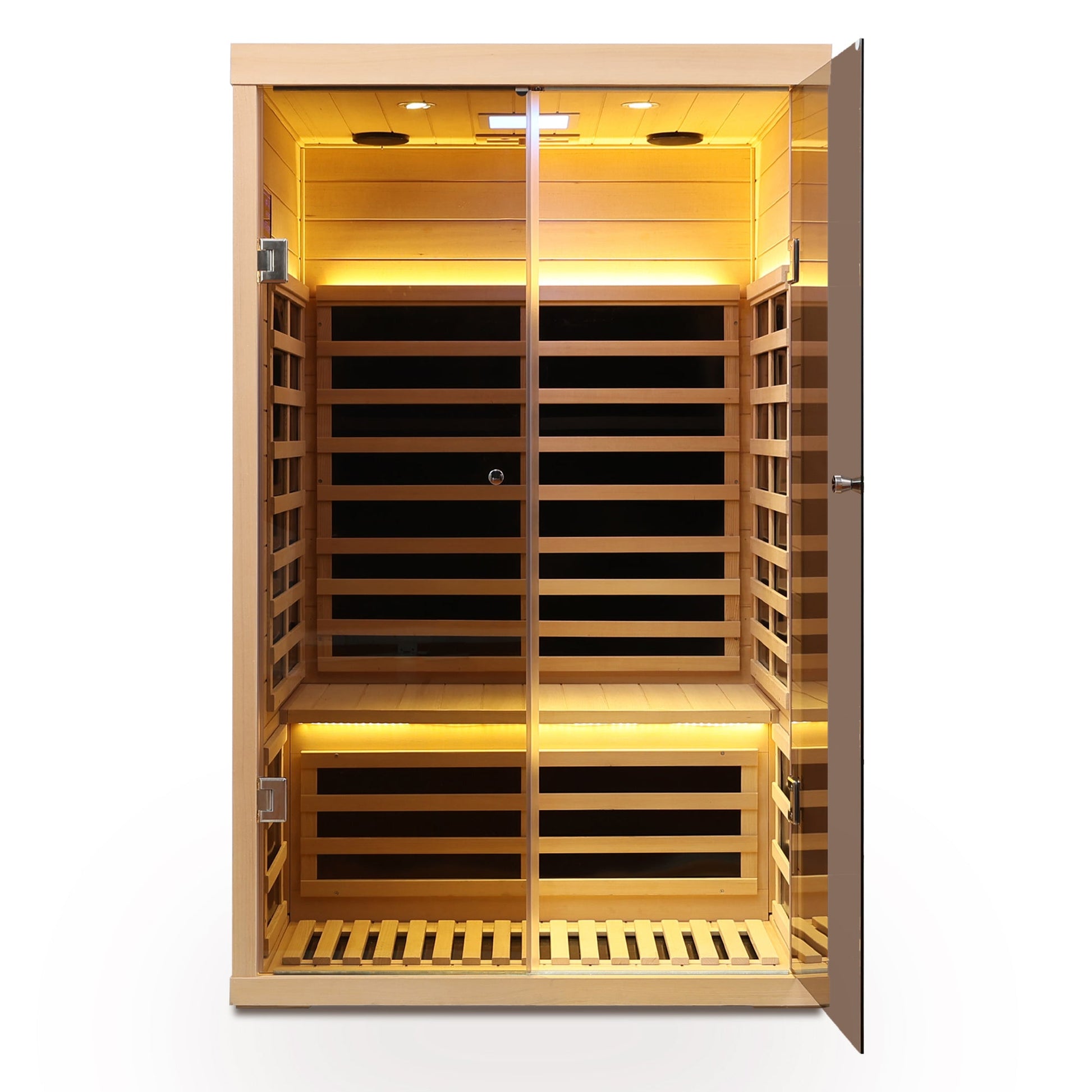 Luxury Indoor Hemlock Infrared Sauna Room with Double Doors and Glass for Two Persons - 1st Choice Furniture Direct