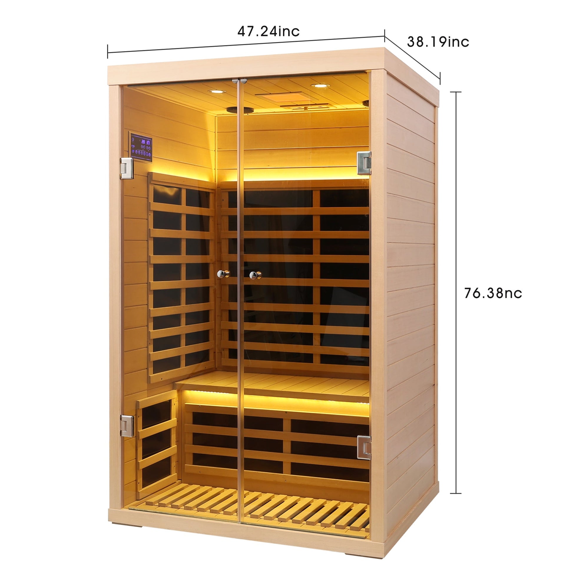 Luxury Indoor Hemlock Infrared Sauna Room with Double Doors and Glass for Two Persons - 1st Choice Furniture Direct