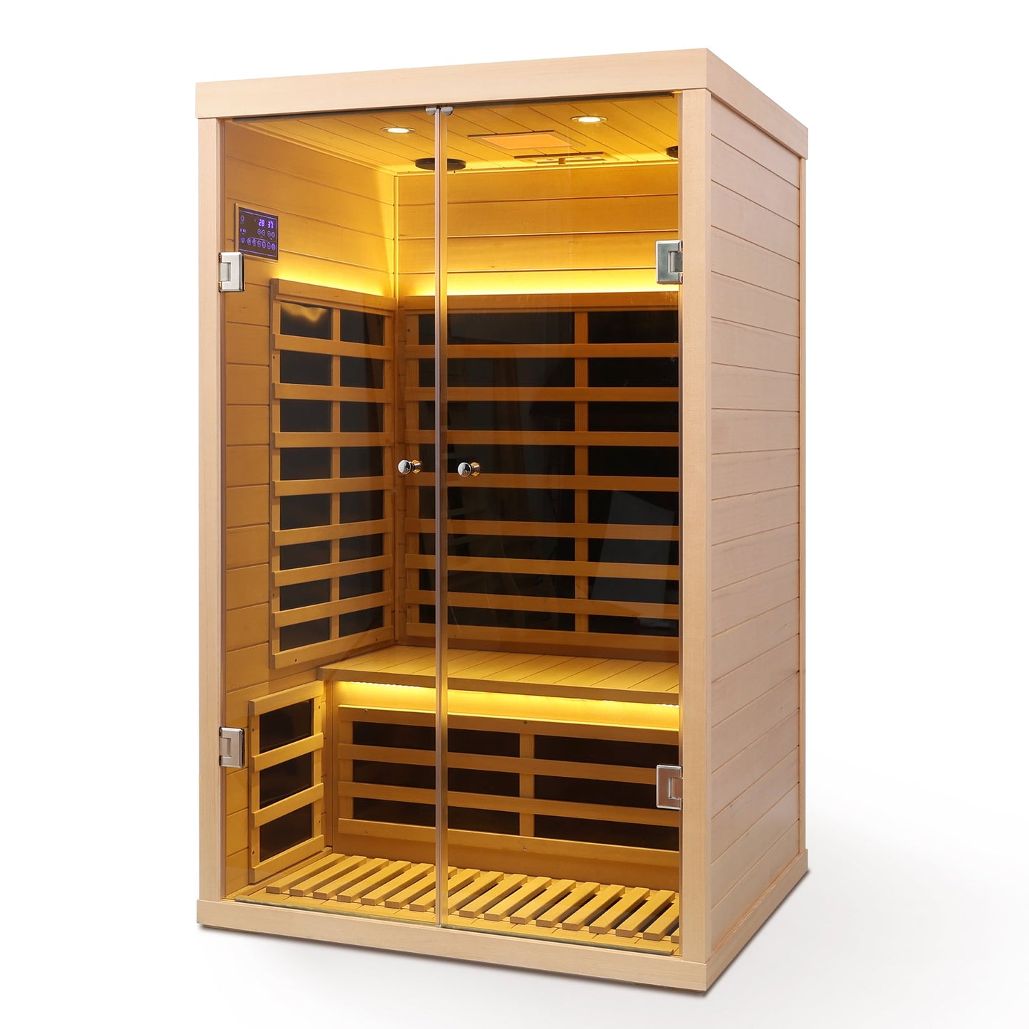 Luxury Indoor Hemlock Infrared Sauna Room with Double Doors and Glass for Two Persons - 1st Choice Furniture Direct