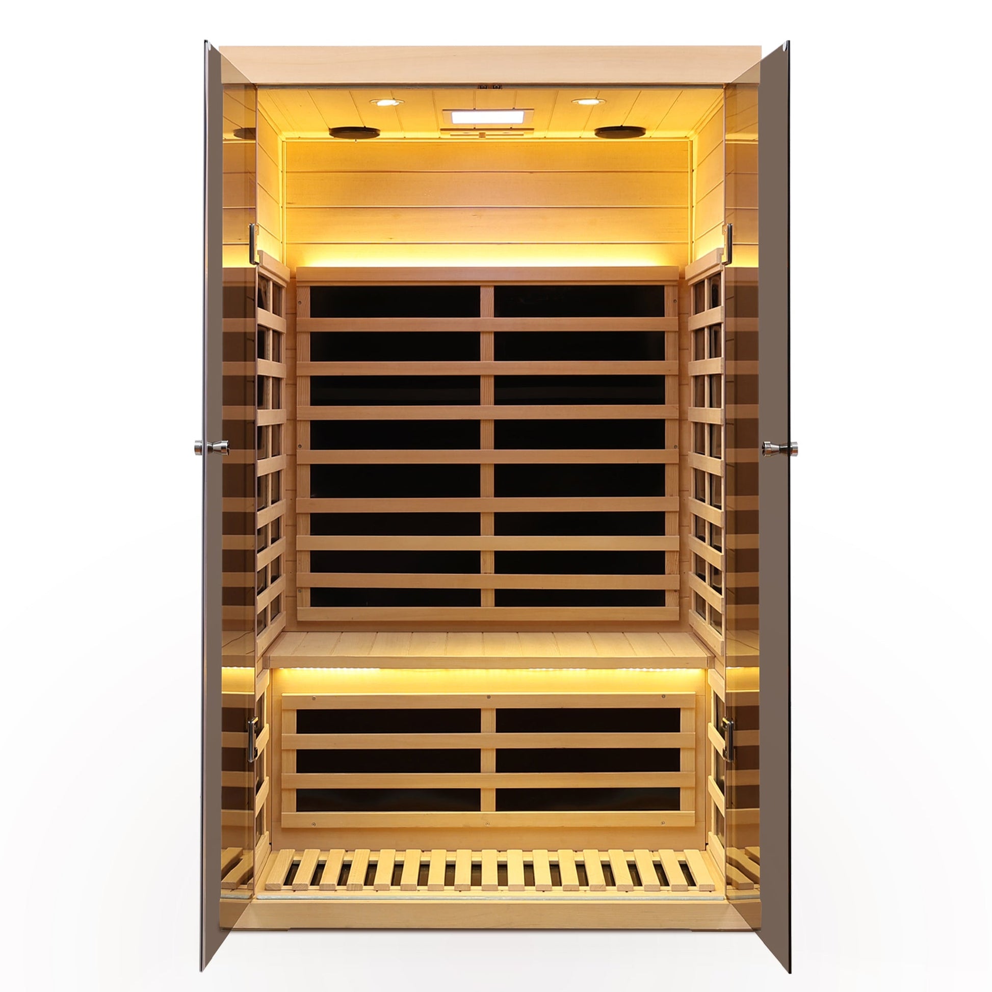 Luxury Indoor Hemlock Infrared Sauna Room with Double Doors and Glass for Two Persons - 1st Choice Furniture Direct