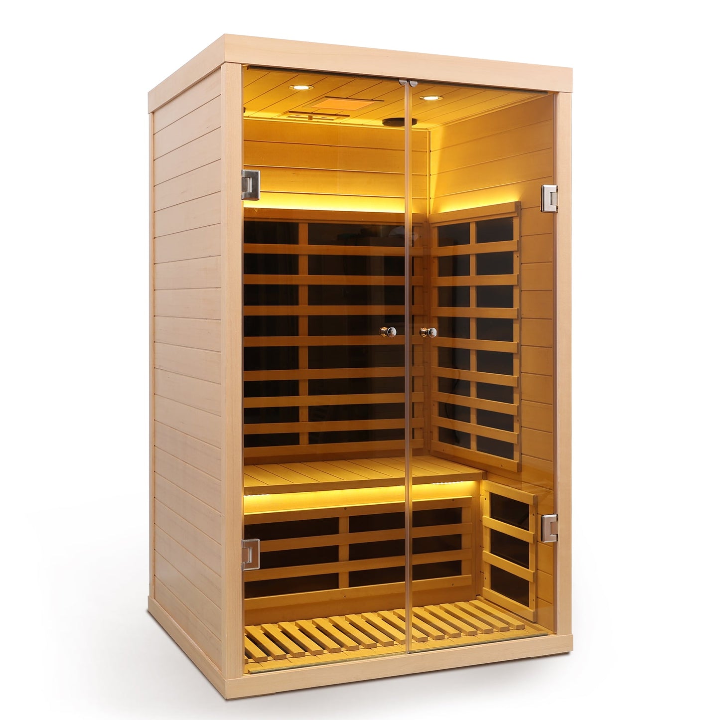 Luxury Indoor Hemlock Infrared Sauna Room with Double Doors and Glass for Two Persons - 1st Choice Furniture Direct