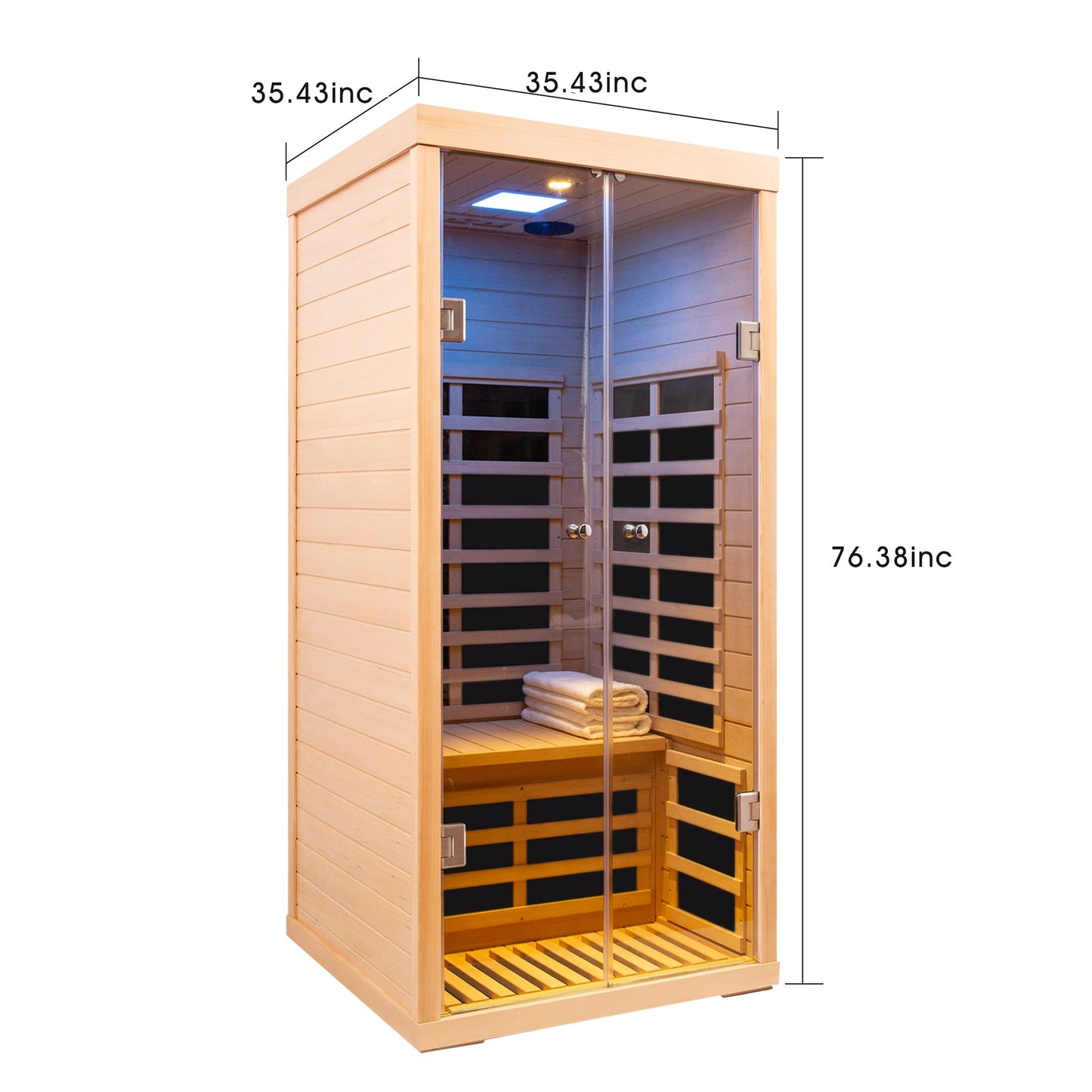 Luxury Indoor Low EMF Far Infrared Sauna Room with Hemlock Wood and Glass Double Doors - 1st Choice Furniture Direct