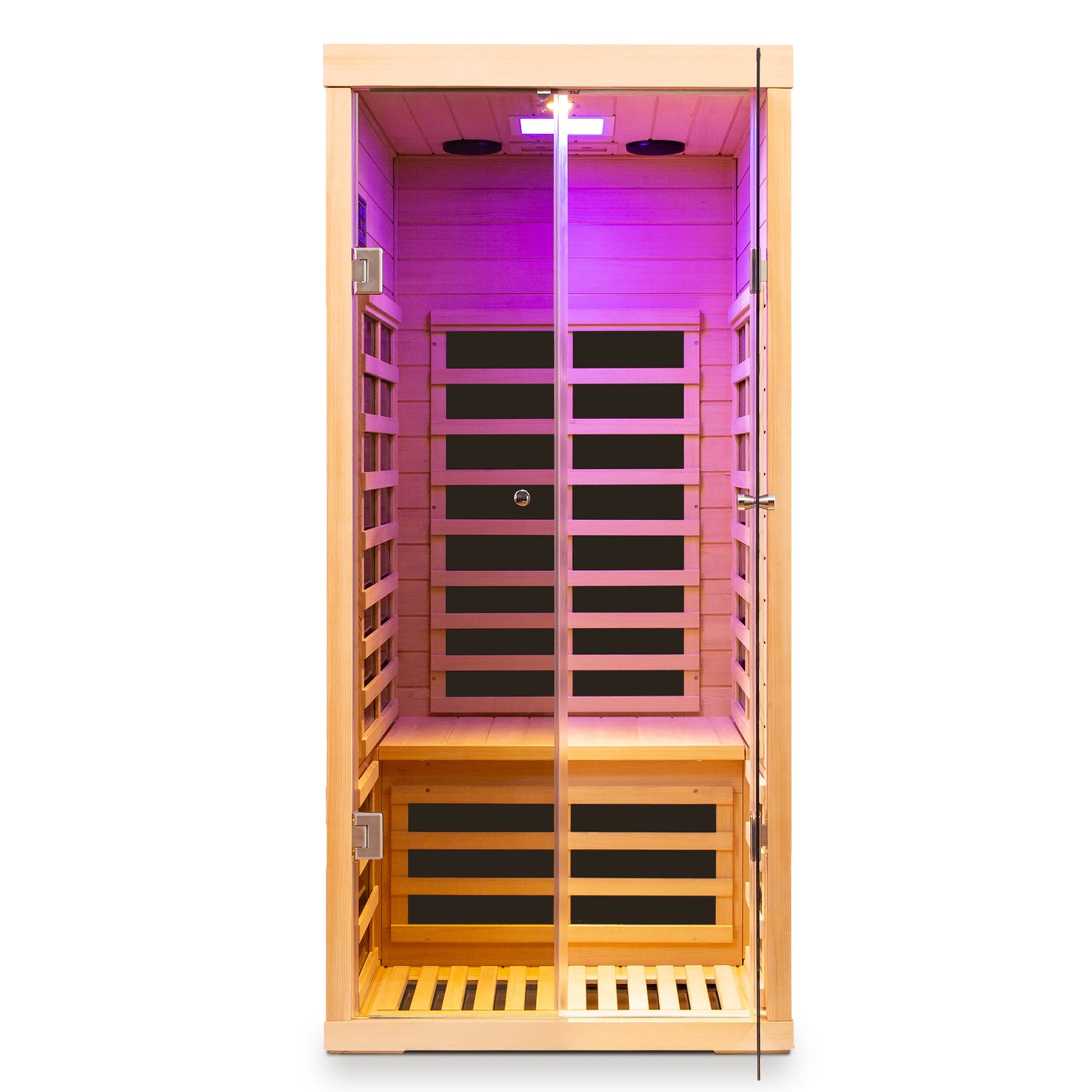 Luxury Indoor Low EMF Far Infrared Sauna Room with Hemlock Wood and Glass Double Doors - 1st Choice Furniture Direct