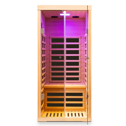 Luxury Indoor Low EMF Far Infrared Sauna Room with Hemlock Wood and Glass Double Doors - 1st Choice Furniture Direct