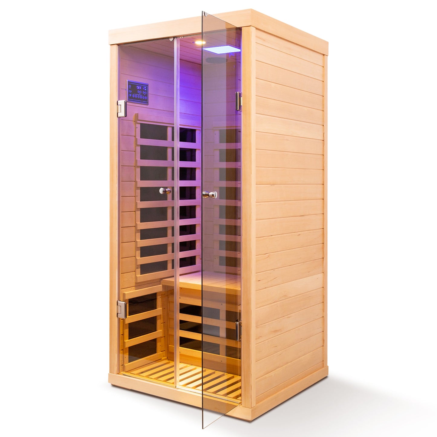 Luxury Indoor Low EMF Far Infrared Sauna Room with Hemlock Wood and Glass Double Doors - 1st Choice Furniture Direct