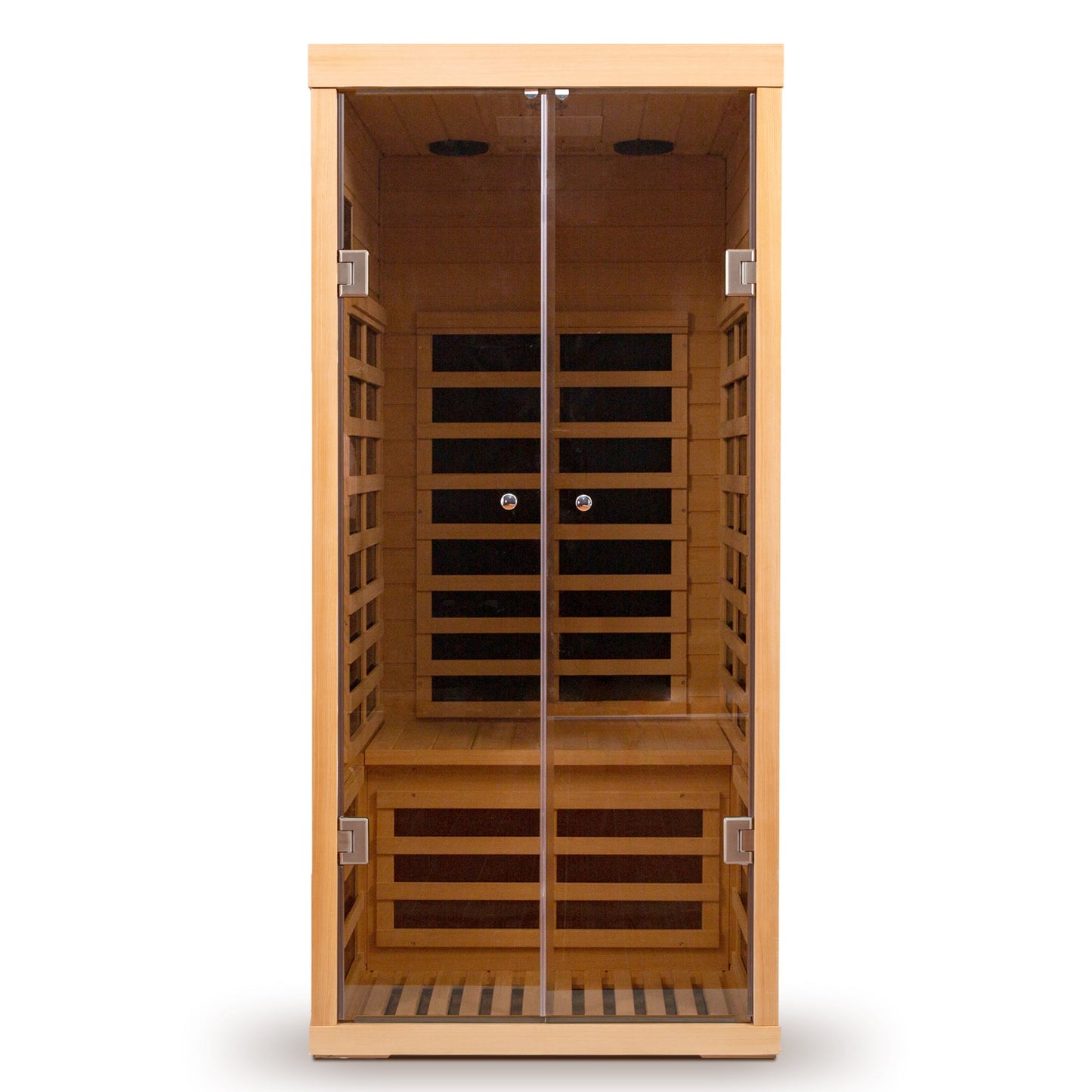 Luxury Indoor Low EMF Far Infrared Sauna Room with Hemlock Wood and Glass Double Doors - 1st Choice Furniture Direct