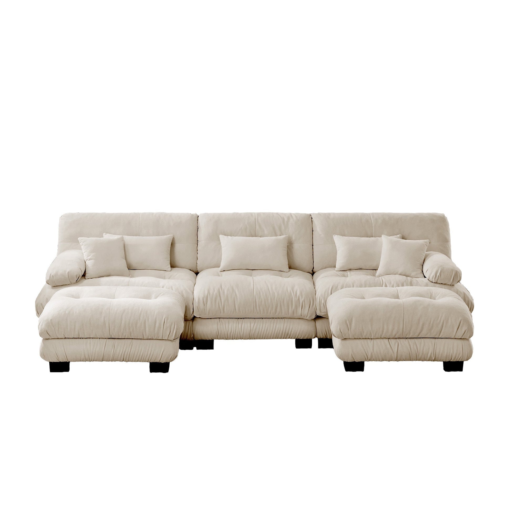 Luxury Modular Sectional Sofa Couch - Oversized U Shaped Cloud Couch for Living Room,Deep Seat Sofa Couch with 2 Ottomans ,Chenille Light coffee - 1st Choice Furniture Direct