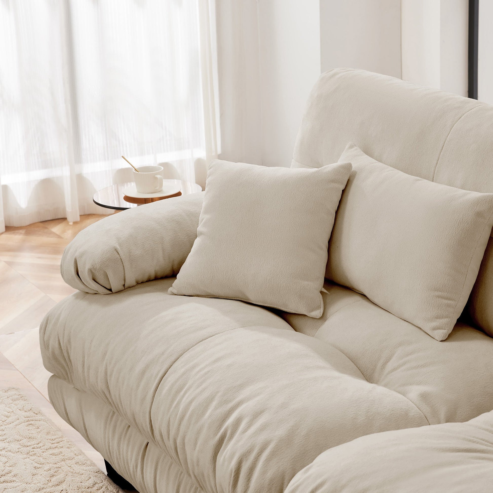 Luxury Modular Sectional Sofa Couch - Oversized U Shaped Cloud Couch for Living Room,Deep Seat Sofa Couch with 2 Ottomans ,Chenille Light coffee - 1st Choice Furniture Direct