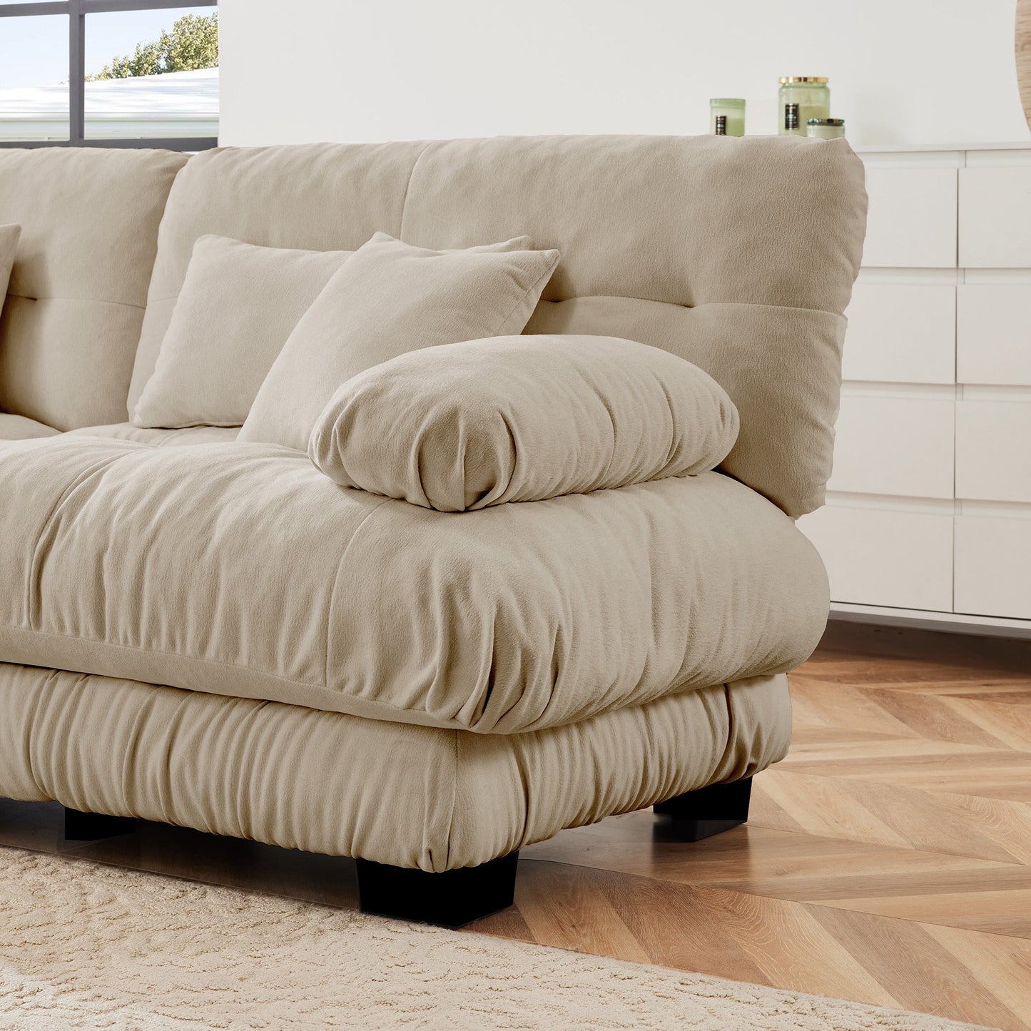 Luxury Modular Sectional Sofa Couch - Oversized U Shaped Cloud Couch for Living Room,Deep Seat Sofa Couch with 2 Ottomans ,Chenille Light coffee - 1st Choice Furniture Direct
