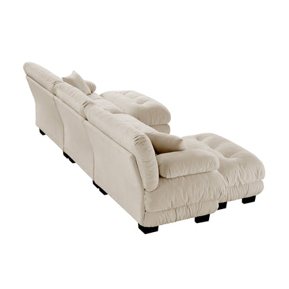 Luxury Modular Sectional Sofa Couch - Oversized U Shaped Cloud Couch for Living Room,Deep Seat Sofa Couch with 2 Ottomans ,Chenille Light coffee - 1st Choice Furniture Direct