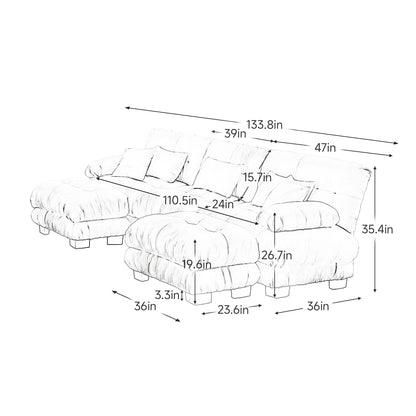 Luxury Modular Sectional Sofa Couch - Oversized U Shaped Cloud Couch for Living Room,Deep Seat Sofa Couch with 2 Ottomans ,Chenille Light coffee - 1st Choice Furniture Direct
