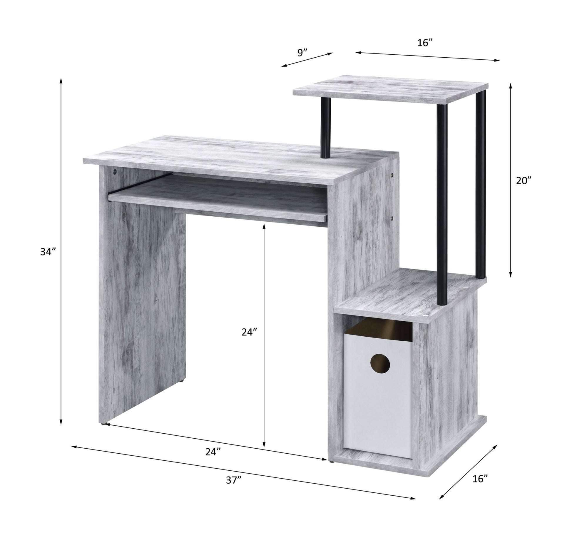 Lyphre Antique White & Black Finish Computer Desk - 1st Choice Furniture Direct