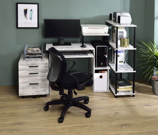 Lyphre Antique White & Black Finish Computer Desk - 1st Choice Furniture Direct
