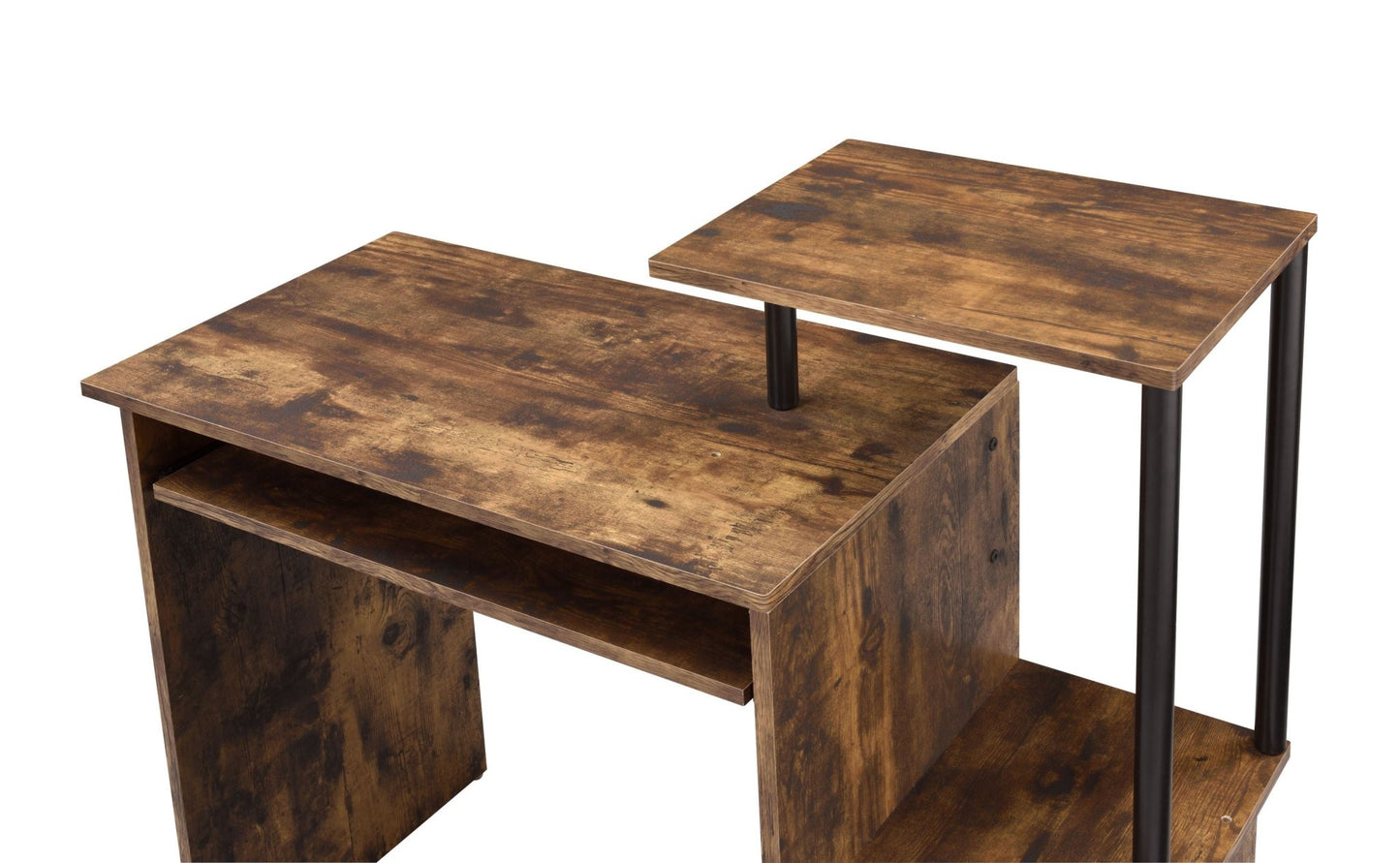 Lyphre Weathered Oak & Black Finish Computer Desk - 1st Choice Furniture Direct